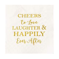 Crisky 50 Count Bridal Shower Napkins Disposable Cocktail Napkins 3-Ply Gold Foil Text Beverage Napkins for Engagement Party Decorations & Wedding Shower
