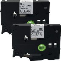 2PK Black on Clear Label Tape Compatible for Brother TZ 131 TZe 131 12mm P-Touch 8m ACD.auto