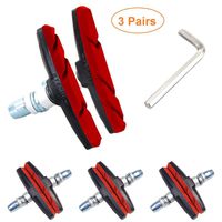 Alritz Bike Brake Pads Set, 3 Pairs Road Mountain Bicycle V-Brake Blocks Shoes with Hex Nut and Shims, No Noise No Skid, 70mm, for Front and Back Wheel