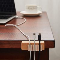 Desktop Cable Clamp Clip Cord Organizer Wire Management System Computer Electric Charging Mouse Cord Holders (Beech Wood)