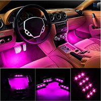 HENGJIA Auto Parts LED Car Interior Floor Decorative Atmosphere Lights Strip Waterproof Glow Neon Interior Decoration Lamp?Pink?