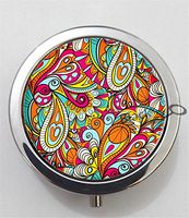 BlackKey Bohemian Pattern 3-Compartment Decorative Pocket Gift Box Case Organizer for Pill, Color 1 -2067