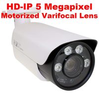 GW Security 5MP 2592 x 1920 Pixel Super HD 1920P Network PoE Security Outdoor IP Camera with 5.1-51mm Varifocal Motorized Zoom Len and 4Pcs High Power Array IR LED up to 160 Feet IR Long Distance