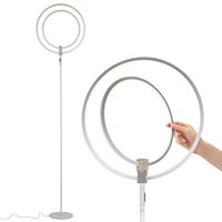 Brightech Eclipse Modern LED Torchiere Floor Lamp - Very High Brightness, Indoor Lamp - Living Room Standing Light - Alternative To Halogen - Built In Touch Dimmer - Silver