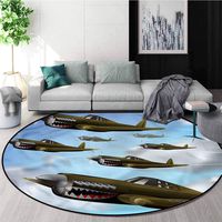 RUGSMAT Airplane Round Area Rugs,Aircrafts Up in Air Non-Slip Soft Floor Mat Home Decor Diameter-24
