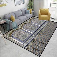 YucouHome n Paisley Door Mats Outdoor, Nostalgic Moroccan Architecture Stone Carving and Motifs Majestic Ottoman Empire, Fashionable High Class Living Bedroom Rugs(3'x 5') Multicolor