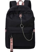 Mygreen 15.6 inch Water Resistant Travel Laptop Backpack for Women Mens with USB Charging Port Carry on Luggage Bag Lightweight College students Notebook Computer Backpacks - Black&Pink