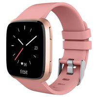 UMTELE for Fitbit Versa Bands, Silicone Replacement Sport Strap with Metal Buckle for Fitbit Versa, Large, Pink