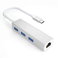 BULESK 4-in-1 Type C Hub with Ethernet Port, 3 USB 3.0 Ports for New MacBook/ChromeBook, XPS, and Other Type C Laptops Silver