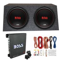 Boss Chaos Exxtreme 12" 1200W 4 Ohm Subwoofer (Pair) w/Box, Mono Amp & Wiring