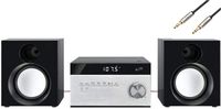 iLive Desktop Hi-Fi Home Audio Cd Player & Digital AM/FM Radio Stereo Sound System Plus 6ft Kubicle Aux Cable Bundle