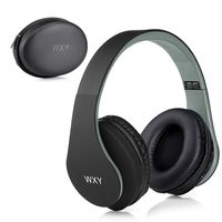 Over Ear Bluetooth Headphones, WXY Wireless Headset V5.0 with Built-in Mic, Micro TF, FM Radio, Soft Earmuffs & Lightweight for iPhone/Samsung/PC/TV/Travel (Black-Gray)