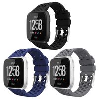 iGK Replacement for Fitbit Versa Bands Black,Breathable Bands Sport Watch Strap Wristband Compatible with Fitbit Versa/Versa Lite Edition/Versa Special Edition for Women Men 3 Pack