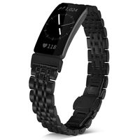 Shangpule Compatible for Fitbit Inspire & Inspire HR Bands, Stainless Steel Metal Replacement Strap Bracelet Wrist Band Accessories for Fitbit Inspire Women Man Large Small (Black)