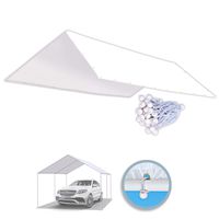 BenefitUSA 10'x20' Carport Replacement Canopy Garage Top Tarp Shelter Cover w Ball Bungees (Cover Only) (Without Edge)