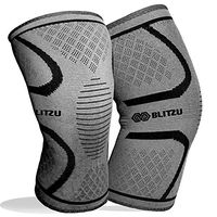 BLITZU Flex Plus Compression Knee 7mm Brace Protector for Joint Pain, Immobil Support Gear for Running Gym Workout Unloader Hamstring 5mm Sleeves SBD Ace Stabilizing Pad (Large, Gray)