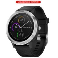 Garmin 010-01769-01 Vivoactive 3 GPS Fitness Smartwatch (Black & Stainless) + 1 Year Extended Warranty
