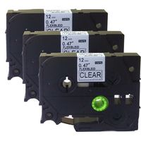 NEOUZA 3PK Compatible for Brother P-Touch Laminated TZe TZ Label Tape Cartridge 12mm x 8m (TZe-Fx131 Flexible ID Wire Cable Black on Clear)