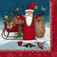 Luncheon Size Napkin,6.5"x6.5", Pack of 20, Jingle Jolly