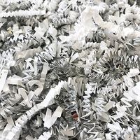 Black Cat Avenue 1/2 LB White & Silver Crinkle Cut Paper Shred Filler for Gift Wrap and Basket Filler