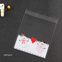 Minelife Christmas Candy Bags (100 Pieces), Clear Cellophane Bag, Christmas Gift Bags, Christmas Self Adhesive Cookie Candy Bags for Party Gift Supplies (Heart Snowman)
