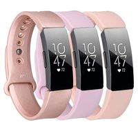 Baaletc Bands Compatible with Fitbit Inspire Hr&Inspire&Ace 2 Accessories Band Sport Strap Inspire Hr Bands for Women(Rose Gold/Violet/Naked Powder 3Pack Large)