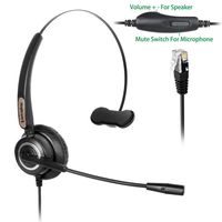 Adjustable Volume+Mute Switch+Telephone Headset Monaural with Noise Canceling Mic for Yealink All Models T22P T26P T28P Avaya 1608 1616 9608G 9611G 9620 9630 9641G Grandstream Panasonic KXT IP Phones