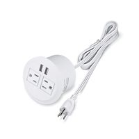 Desktop Power Grommet Power Outlet Socket Desk Outlet Power Strip 2 Outlet with 2 USB Ports with 10 FT Power Cord(White)