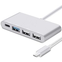 USB-C Hub Multiport Aadpter - 4-in-1 USB C Adapter with Type C Charging, USB 3.0, USB 2.0 Port Compatible Apple MacBook Air 2018, MacBook Pro 13/15 (Thunderbolt 3), ChromeBook and More (Silver)