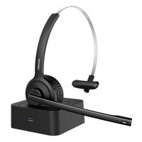 Mpow M5 Pro Bluetooth Headset, Advanced Noise Cancelling Microphone, Strong BT Signal, Comfort-fit Truck Driver Headset with Charging Base, Hands-Free Wireless Headphones for Skype/Call Center/Office