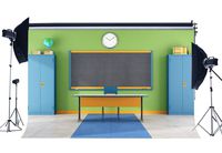 Wofawofa Classroom Backdrop 5X3FT Vinyl Back to School Backdrops Locker Chalkboard Desk Chair Marble Floor Interior Photography Background for Students School Welcome Party Photo Studio Props KX970