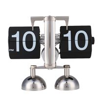 Cewaal Flip Desk Shelf Clock Retro Style Flip Down Clock with Internal Gear Operated for Home Office BLACK