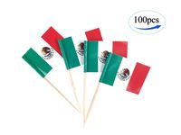 Mexico Flag Mexican Flags,100 Pcs Cupcake Toppers Flag, Country Toothpick Flag,Small Mini Stick flags Picks Party Decoration Celebration Cocktail Food Bar Cake Flags