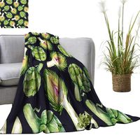 Tidefree Super Soft BlanketsWatercolor Artichoke Pattern Fall Winter Spring Living Room 40" Wx60 L