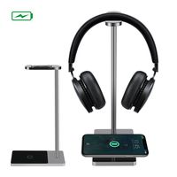 Wireless Charger, MWAY Wireless Charging Headphone Stand Aluminum+ Acrylic Headset Holder for All Headphones Headset Size,High Speed Charging for Galaxy S8/S8+/Note 8 5 S7/LG/HTC/iPhone 8/8Plus/X