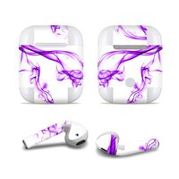 MasiBloom Bluetooth Headset Protective Sticker Protector Decal Skin Cover for Apple AirPods 2 & 1 with Charging Case, NOT Compatible with AirPods 2 Wireless Charging Case (Decal- Ribbon Purple)