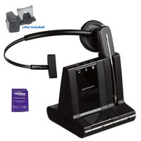 Plantronics Savi W740 Wireless Headset System Bundled with Lifter and Headset Advisor Wipe (Renewed)