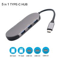 JOYIT USB C Hub, 5-in-1 Aluminum USB C Adapter, with 3 USB 3.0 Ports, SD/TF Card Reader, for MacBook Pro 2019/2018/2017, Chromebook, XPS, and More