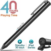 Heiyo Active Stylus Pens Supporting 40 hrs Playing Time 30-Day Standby 120-second Auto Power Off with 3 Replaceable Rubber Tips Compatible with iPad Series