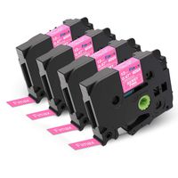 Fimax Compatible Label Tapes Replacement for Brother TZe-MQP35 Standard Laminated Tape, for PT-H100 PT-D210 PTD400AD PTD600 Label Maker, 12mm, White on Berry Pink(4-Pack)