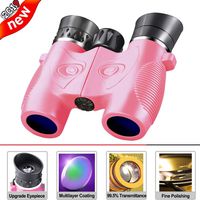 Beiko Kids Binoculars,Compact Folding High Resolution Binoculars for Toddlers with Strap Perfect for Travel Theatre and Bird Watching Even Night Vision Stargazing Boys Girls Birthday Gift (Pink)