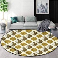 RUGSMAT Lion Modern Machine Round Bath Mat,Jungle King Wearing A Crown Green Soft Area Rugs Diameter-51
