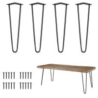 Genius Iron 16" Heavy Duty Hairpin Coffee Table Legs (Set of 4), 3/8" Thick, Black