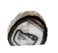 JIC Gem Black Dyed Brazilian Agate Bookends 1 Pair 4 to 6 LBS with Rubber Bumpers for Office and Home Decoration