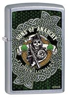 Zippo Custom Lighter: Sons of Anarchy Ireland Shamrocks - Street Chrome 78930