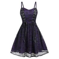 Shusuen Women's Sleeveless Steampunk Gothic Bolero Dresses Lace Patchwork Skirt Halloween Cosplay Outfit Purple