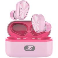 TWS Bluetooth 5.0 Wireless Earbuds Headset SZSAGO W9 True Wireless Earphones for iPhone/Samsung IPX7 Waterproof Smart Bluetooth Headphones Headsets with Patented Intelligent Charging case (Baby Pink)