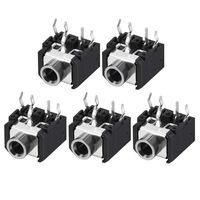 uxcell PCB Mount 3.5mm 6 Pin Socket Headphone Stereo Jack Audio Video Connector PJ306 Black 5Pcs