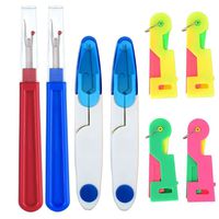 AKOAK Sewing/Cross Stitch/Handicraft Essential Tools,2 Sewing Snip Thread Tailors Cutter Scissors + 2 Seam Ripper + 4 Needle-threaders,Random Color