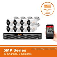 Stoic Technologies 16 Channel 5MP HD Security Camera System with (8) Weatherproof IR Bullet Cameras, 2TB HDD
